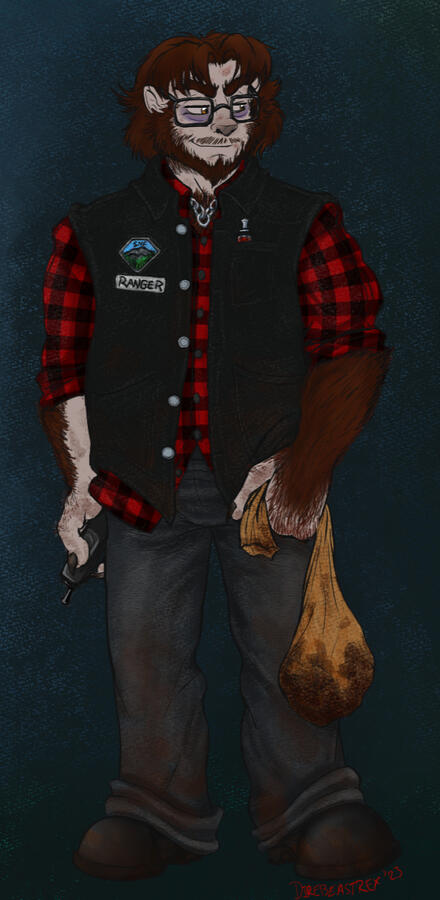 Frank Norwood - my Gangrel from my group's Vampire: the Masquerade game Luxor by Night. Loved getting the textures and sheer fuzzy and grungy vibe of this guy on canvas